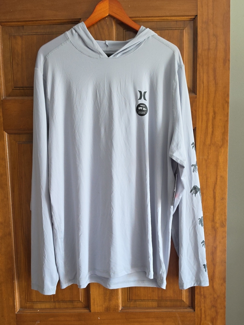 Hurley Light Gray Hooded Long-Sleeve UPF Shirt